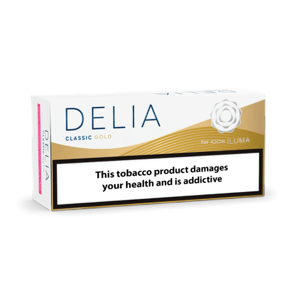 DELIA Classic Gold heatsticks til IQOS Iluma, klassisk smak, gull emballasje