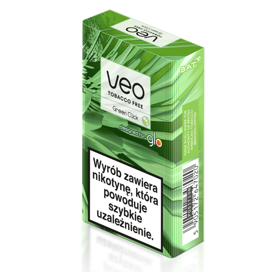 Bâtonnets VEO Green Click pour Glo, saveur fraîche, packaging vert