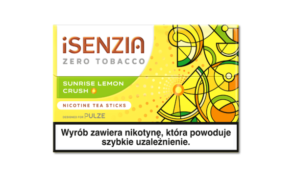 Stick iSENZIA Sunrise Lemon Crush per Pulze, sapore agrumato, confezione gialla