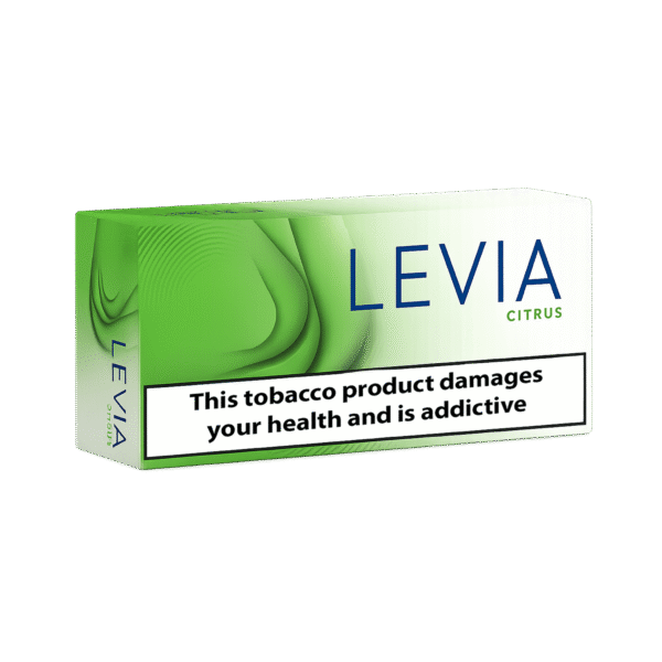 LEVIA Citrus tobacco-free sticks for IQOS ILUMA and ILUMA i – cooling lemon taste with fresh menthol effect, worldwide delivery