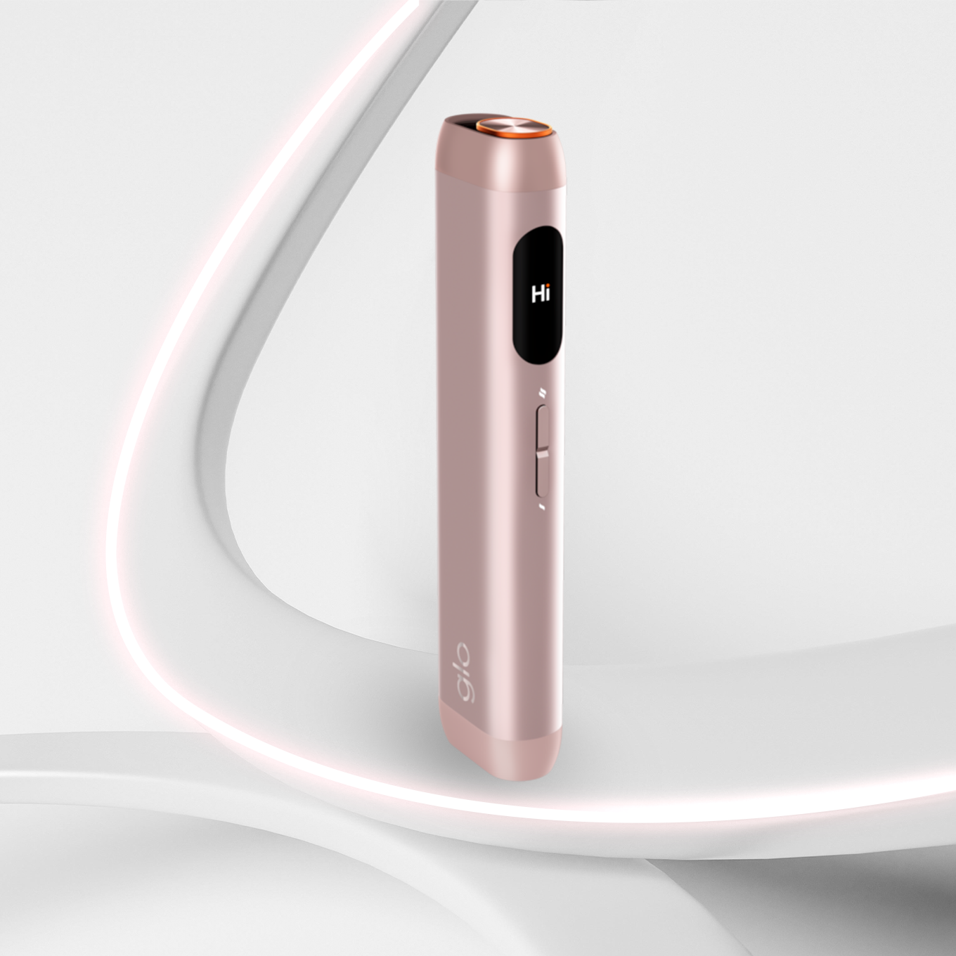Glo Hilo Coral device front view with AMOLED EasyView display in coral pink design