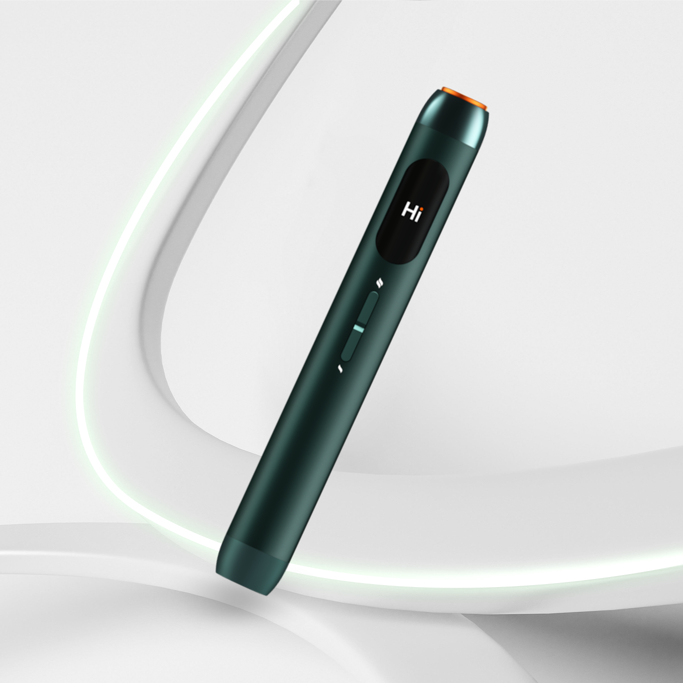 Glo Hilo Emerald side view showing compact body and dual heating system