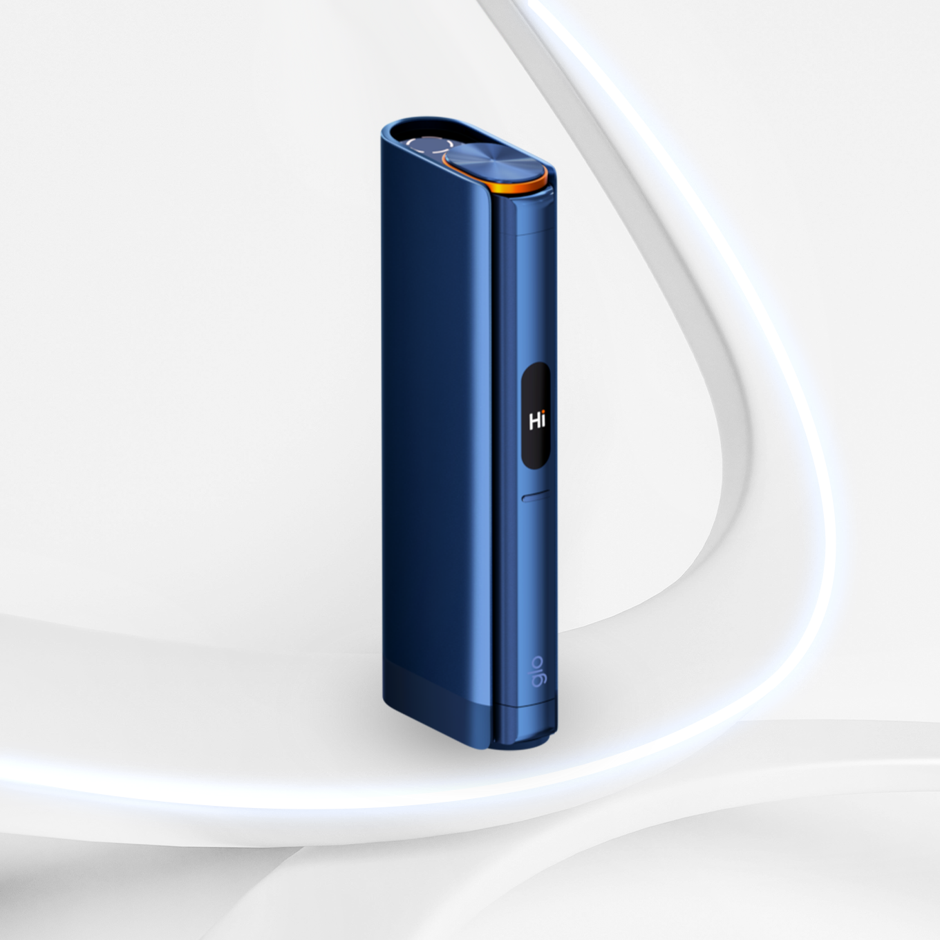 Glo Hilo Plus Sapphire side view showing EasyView touchscreen in blue design