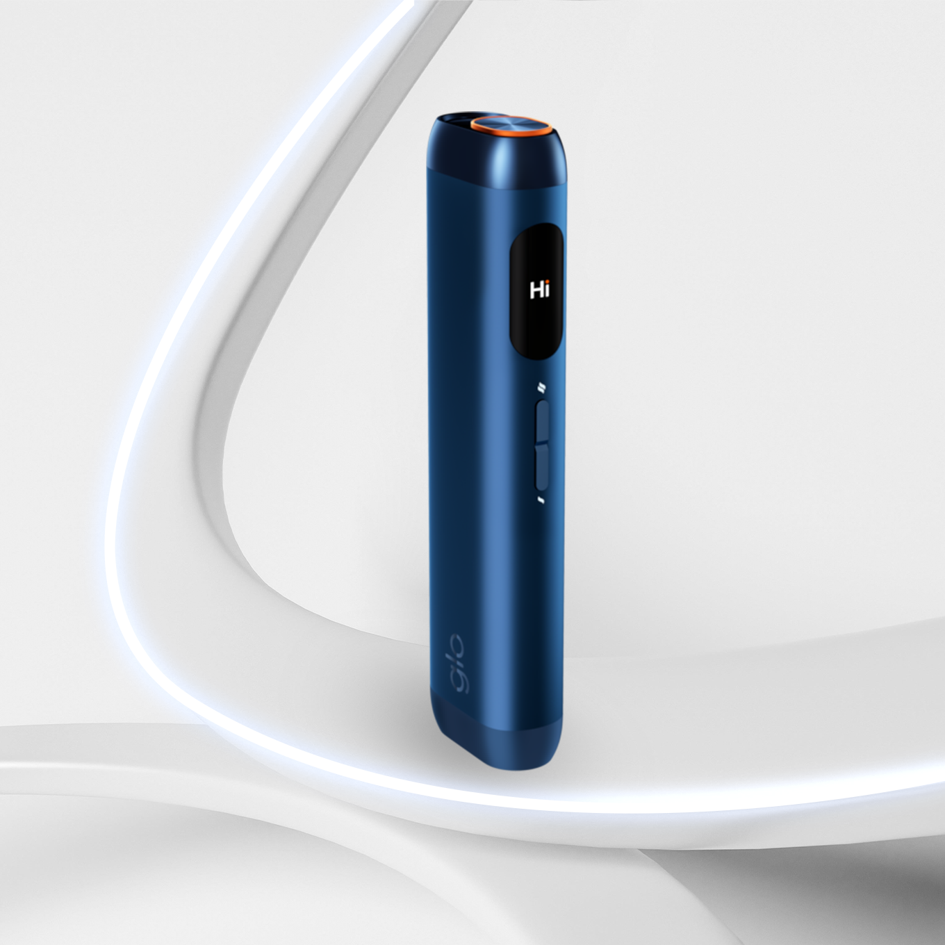 Glo Hilo Sapphire side view showing compact body and dual heating system