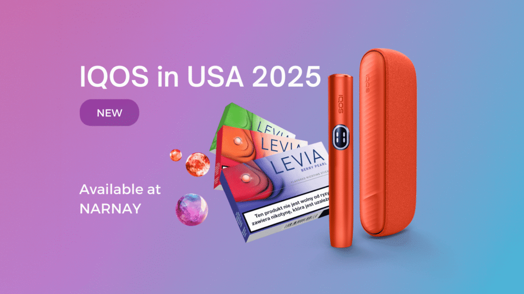 IQOS ILUMA and TEREA sticks — USA delivery 2025 blog banner by NARNAY