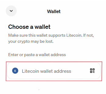 Paste LTC wallet address on MoonPay