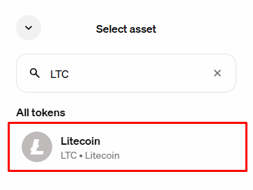 Select Litecoin LTC on MoonPay
