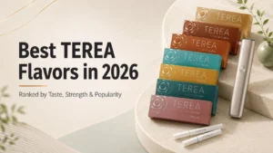 Best TEREA flavors in 2026 ranked by taste, strength and popularity, with colorful TEREA packs and IQOS ILUMA-style device