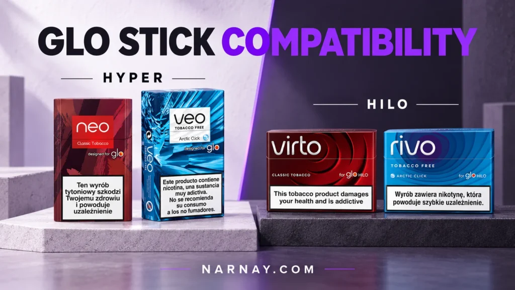 NEO and VEO packs for glo HYPER beside VIRTO and RIVO packs for glo HILO.